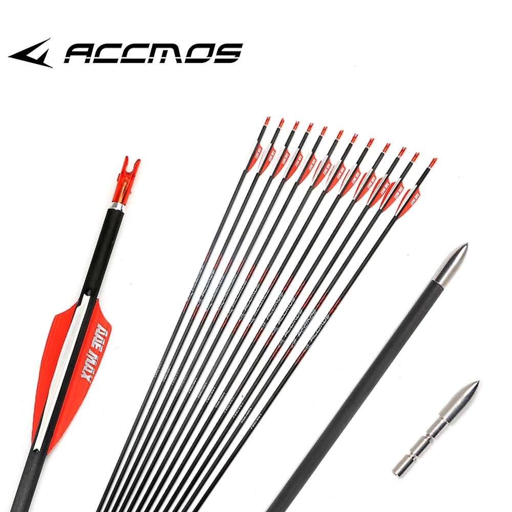 

12pcs ID 4.2mm Arrow Pure Carbon Spine 300 to1500 Length 31inch Hunting Shooting Archery