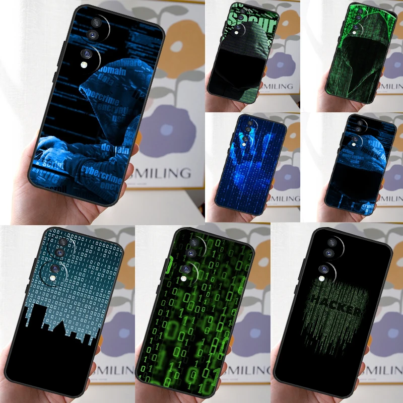 Hacker Matrix Case For Honor 90 70 50 10 Lite Magic 5 6 Pro X6 X7 X8 X9 X6a X7a X8a X9a X9b X8b Cover