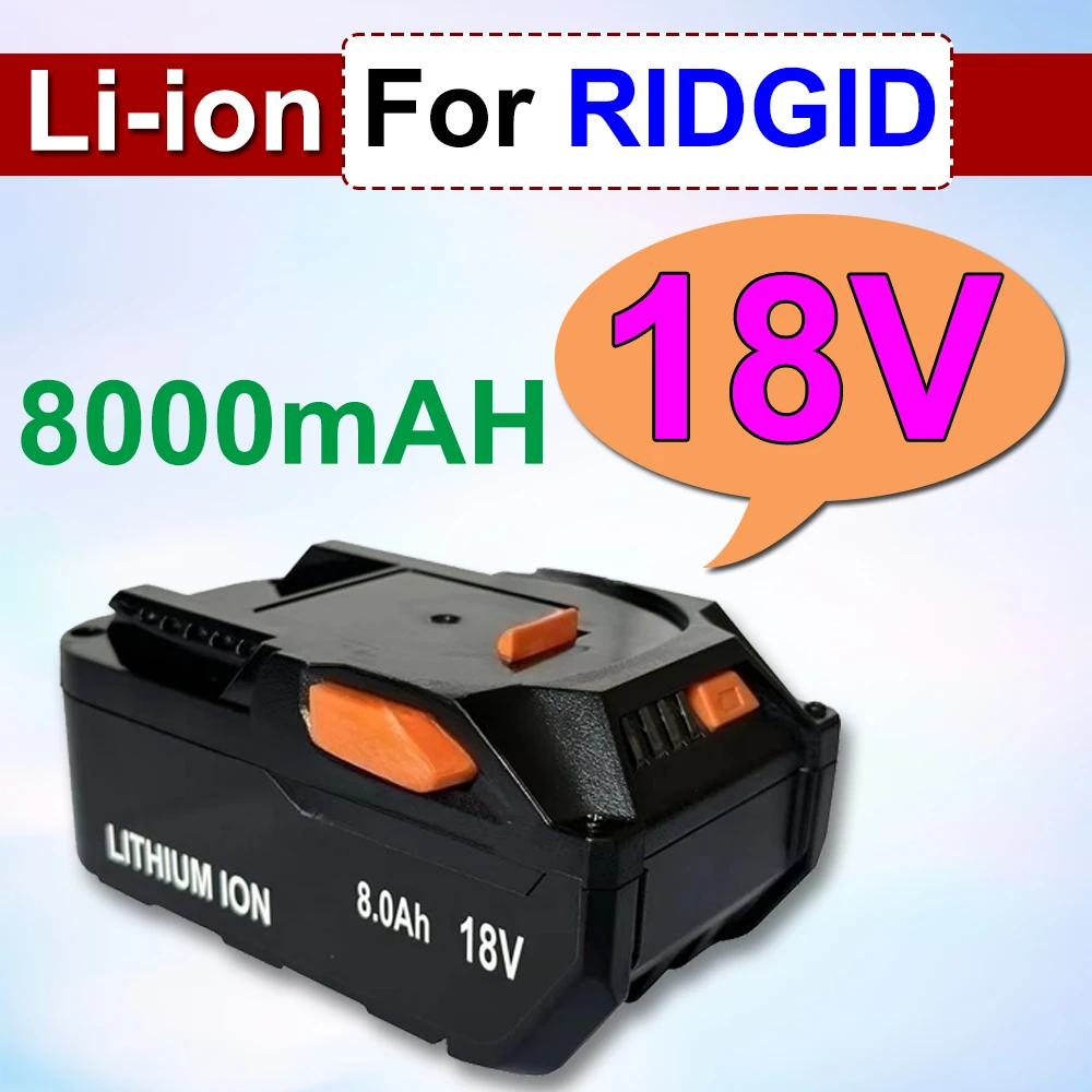 

For AEG 18V Battery 8.0AH Lithium-Ion Battery For RIDGID R840087 R840085 L1815R L1850R L1830R R840083 Series Cordless Power Tool