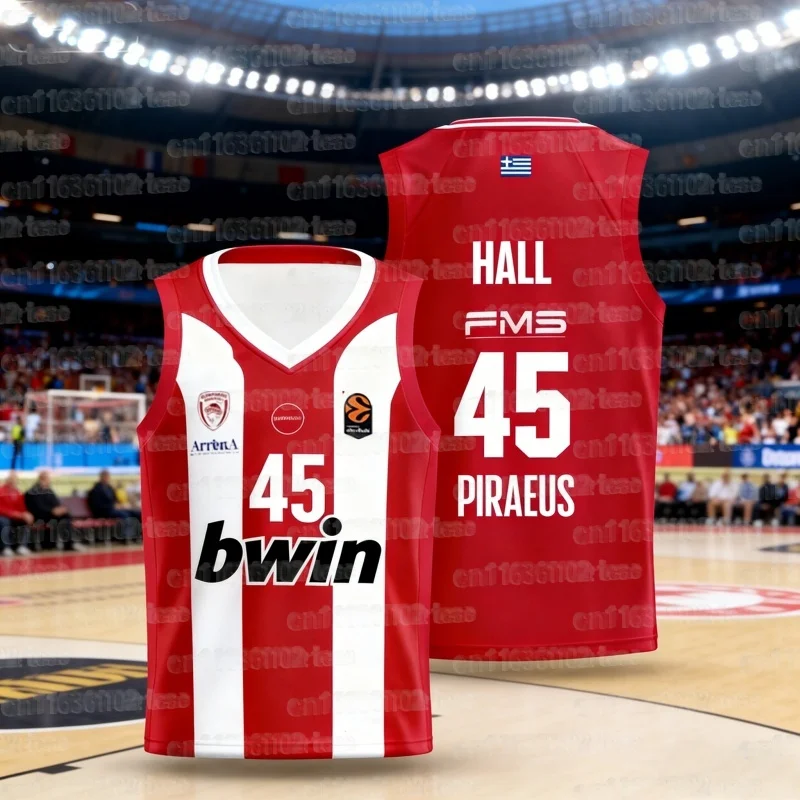 2026 Summer New Greek Olympiacos Athens Basketball Suit Men's and Women's Basketball Vest Quick Drying Fan Family Style