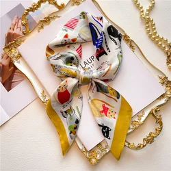 70cm Silk Square Scarf Women Satin Bandana Print Scarves Head Band Fashion Lady Hair Shawl Wrap Female Neckerchief Hijab