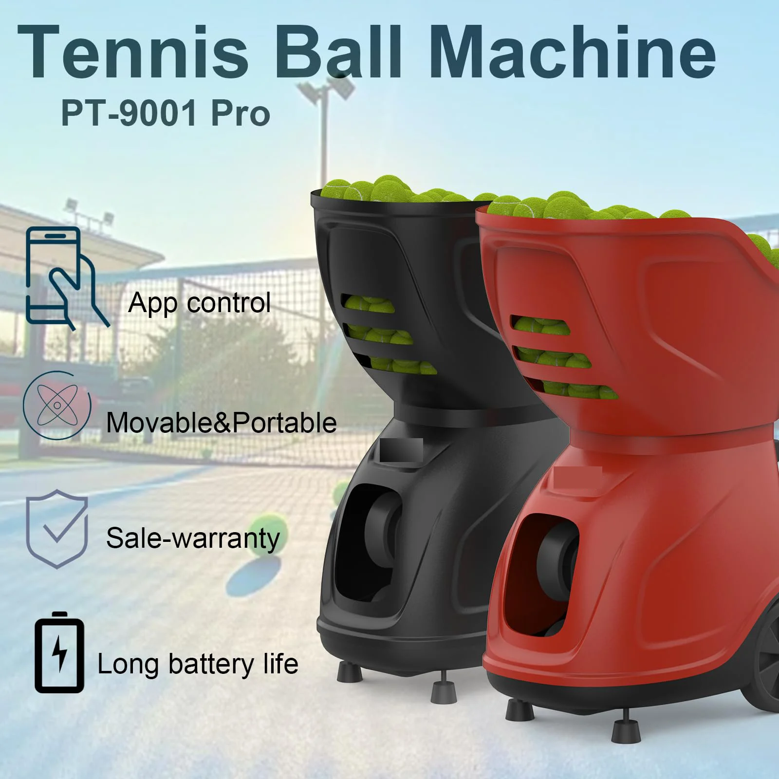 

STLFAuto Tennis Ball Launcher Thrower 150+Ball Capacity Full-coverage Featured Tennis Training With Remoter Control