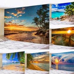 Beach sunset landscape tapestry coconut tree print hanging cloth home decoration bedroom living room background hanging cloth