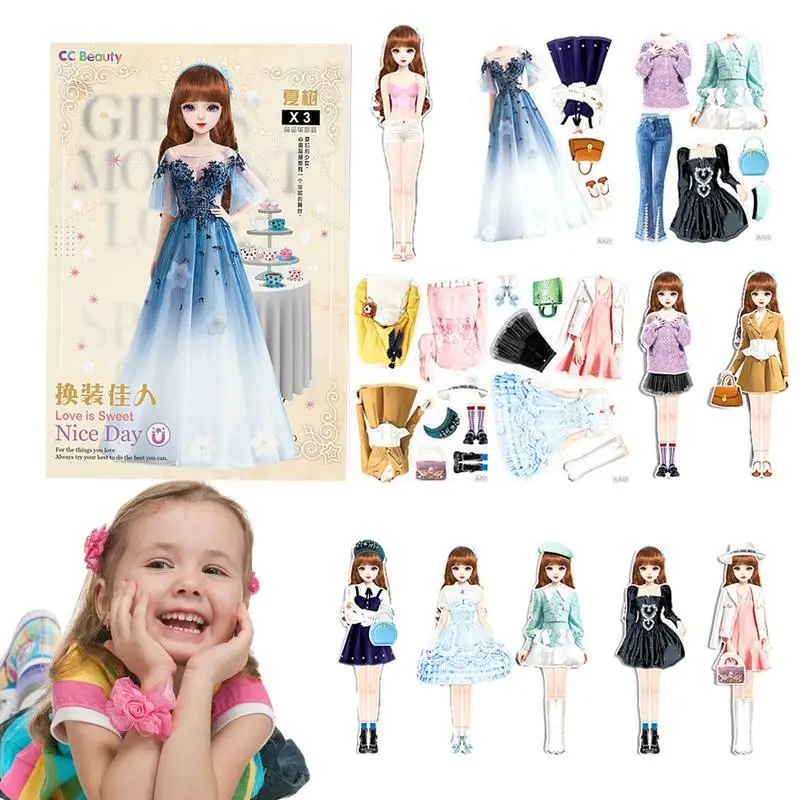 Creatieve Mode Magnetische Dress Up Poppen Veilig En Onschadelijk Prinses Dress Up Pop Set Draagbare Prinses Jurk Up Papier Pop Cadeau