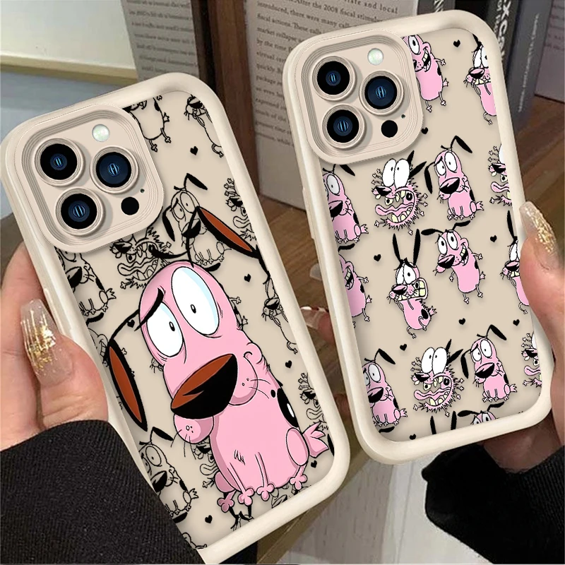 Courages Cowardly Dog Case For iPhone 14 15 16 13 12 11 Pro Max X XS X S Max XR SE 2020 7 8 Plus iphone16 Soft Silicone Funda