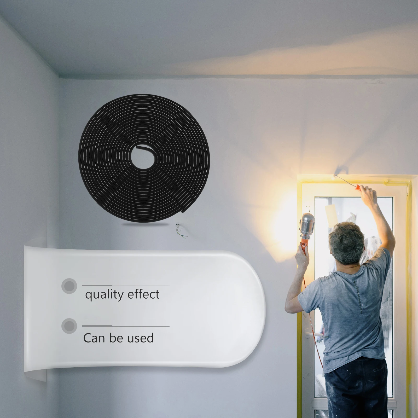 

3pcs Weather Strips Black High Density Door Window Sealing Strips Durable Resistant Easy Install Self Adhesive Seal Strip For