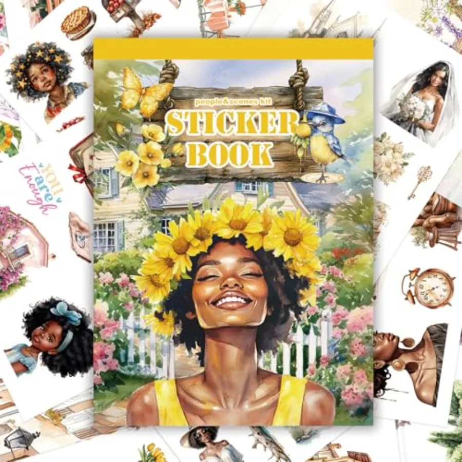 40 Sheets Black Girl Sticker Book for Planners, Prayer Board, Calendars, Journals, Vision Boards, Projects, Laptop and Water Bo