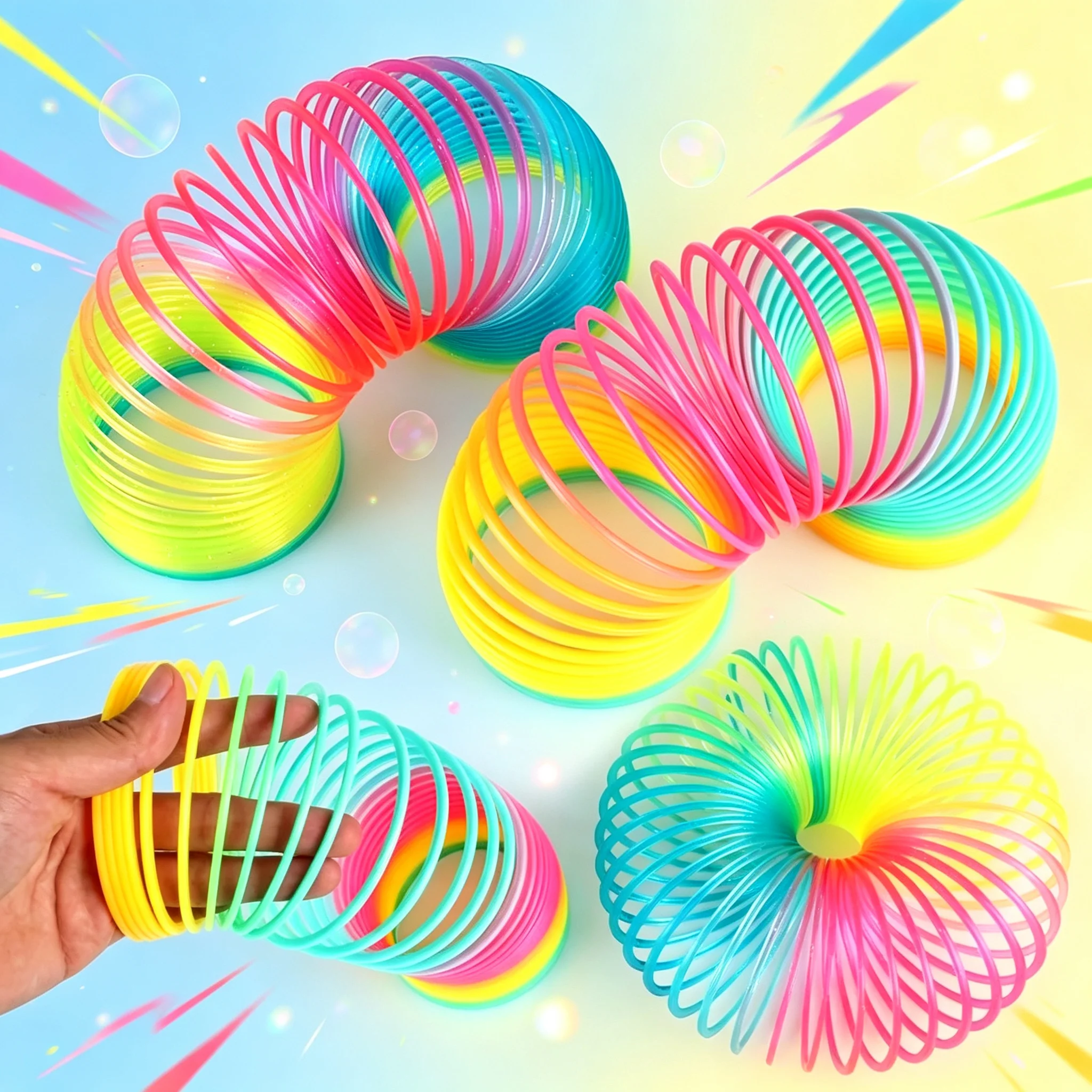 Rainbow Circle Fun Folding Toy Material Spring Coil Creative Magic Party Party Funny Tool Colorful Elastic Pen Holder