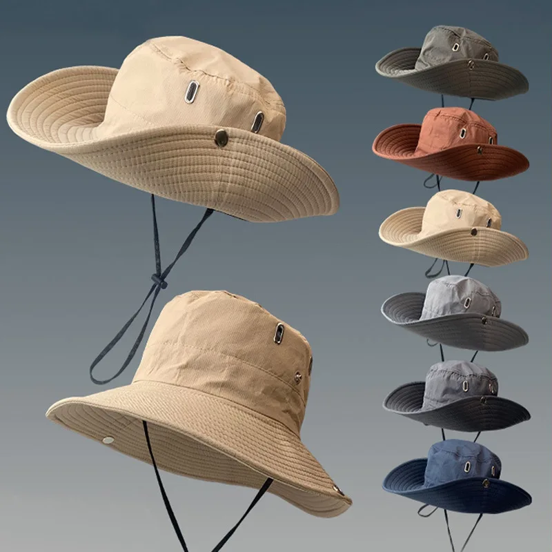 

Fisherman Hat Outdoor Western Cowboy Hat Men's Summer Sun Protection Hiking and Mountaineering Hat Big Edge Fishing Hat