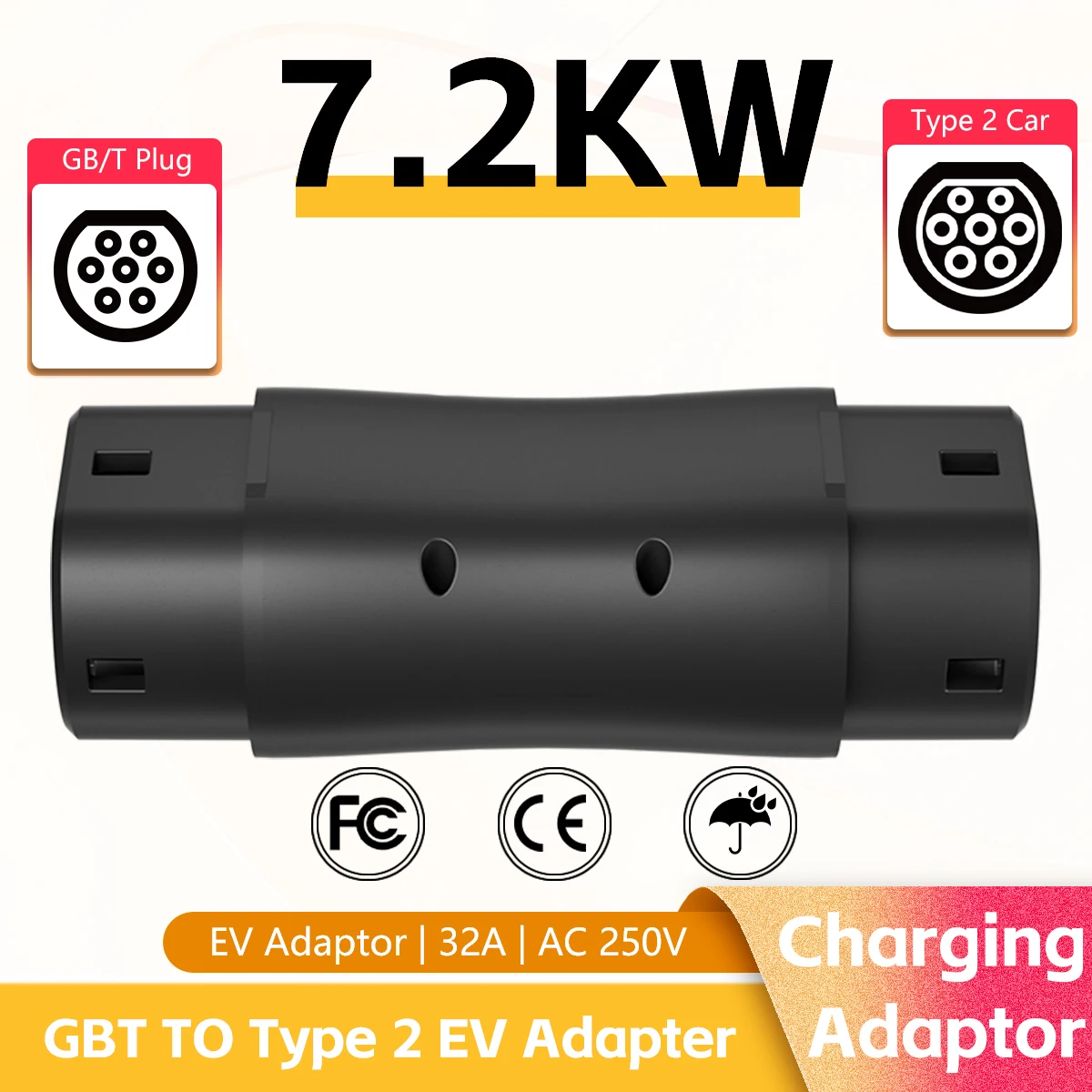 

GBT To Type 2 IEC-62169 32A 7.2/22kw EV Charging Adaptor For EU Eletric Vehicle Conventor Hybrid Cars
