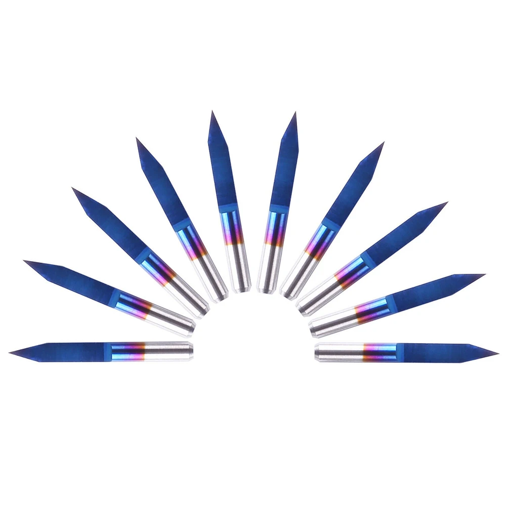 3.175mm Blue Coating PCB 3D Milling Cutter 10/15/20/25 Degrees Tungsten Carbide V Shape Engraving Bit CNC Router Tool