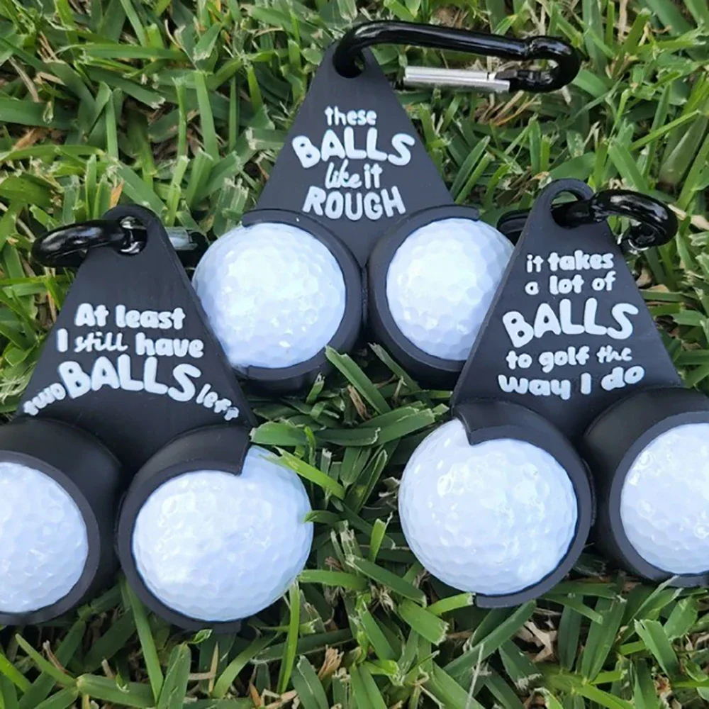 Portable Golf Ball Holder with Carabiner, Mini Golf Ball Organizer Keychain, Funny Golf Accessories for Golf Bag, Holds 2 Balls