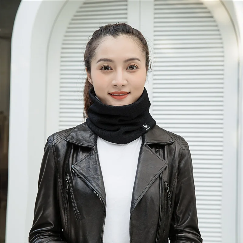 

2025 Women Men Knitted Solid Neckerchief Cashmere Plush Warm Winter Ring Scarf Face Mask Snood Neckerchief Scarf Thick Muffler