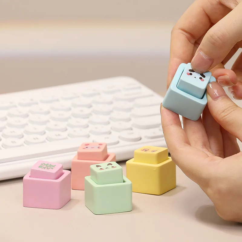 Keyboard Key Toy Stress Relief Fidget Button Keycap Cartoon Finger Keyboard Toys For Kids Ornaments Desktop Decoration