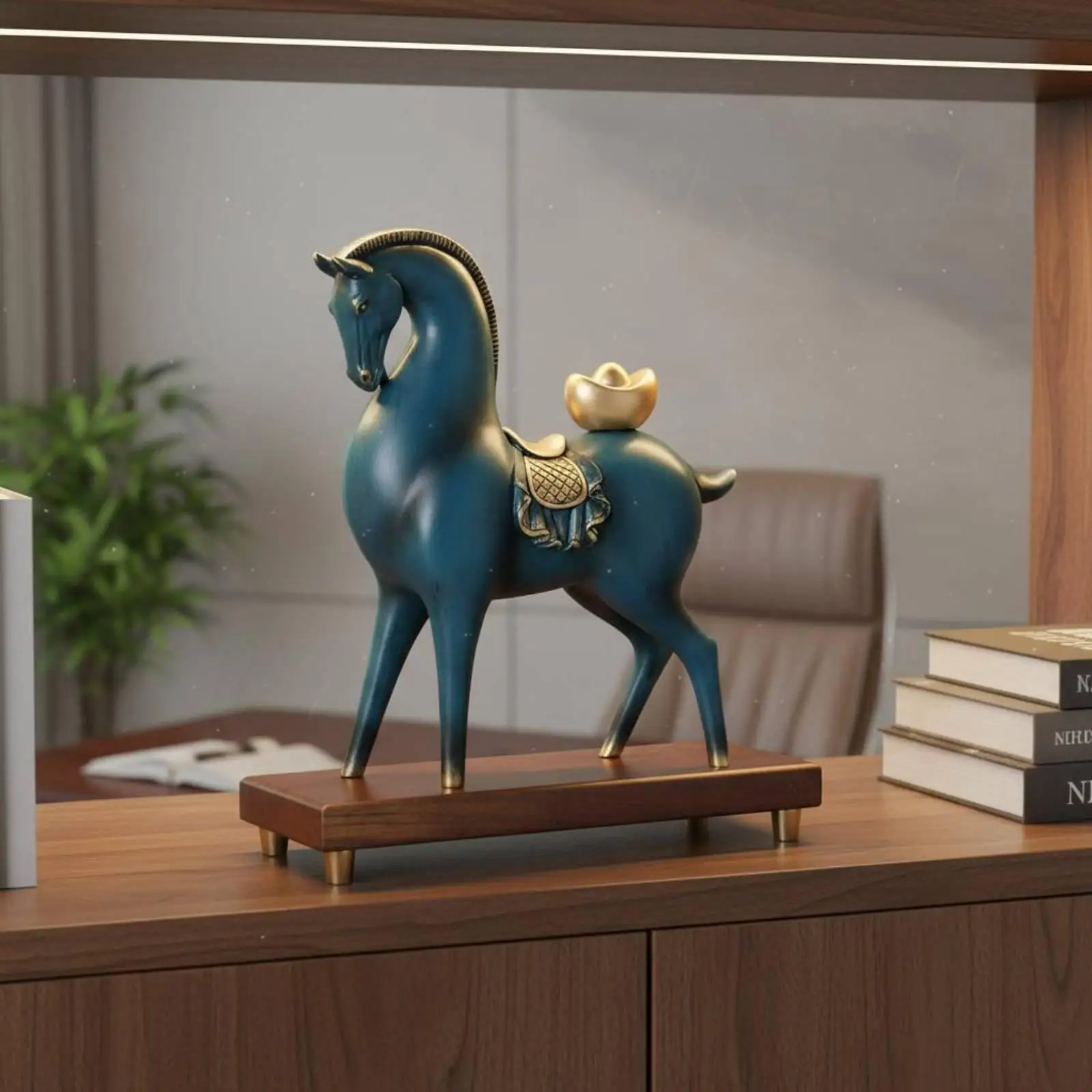 Decorative Horse Statue Figurine Hand Painted Resin Craft for Shelf TV Cabinet Living Room New Chinese Style Ornament