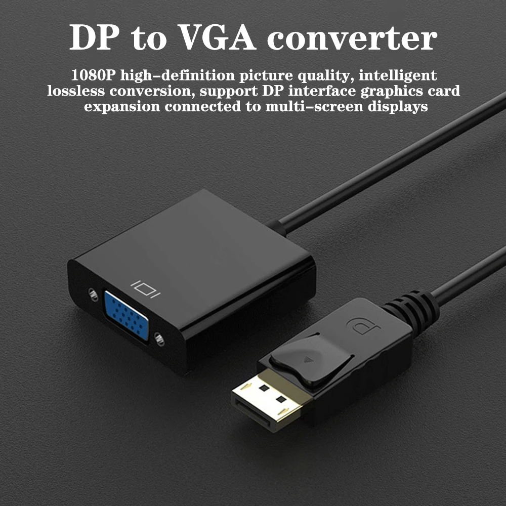 1080P DP To VGA Adapter Converter Cable DisplayPort To VGA Conversion Line For TV Box PC Computer Laptop Projector Monitor