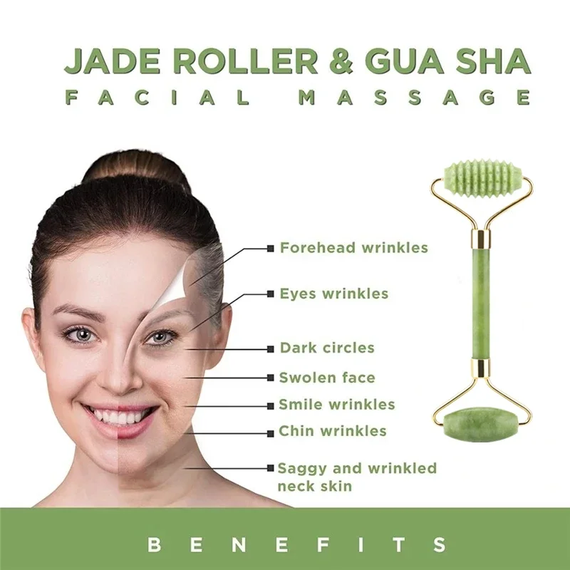 Natural Eye Face Gua Sha Fade Wrinkles Lifting Beauty Facial Massager Jade Roller Stone Face Roller Skin Care Massage Tool 1pcs