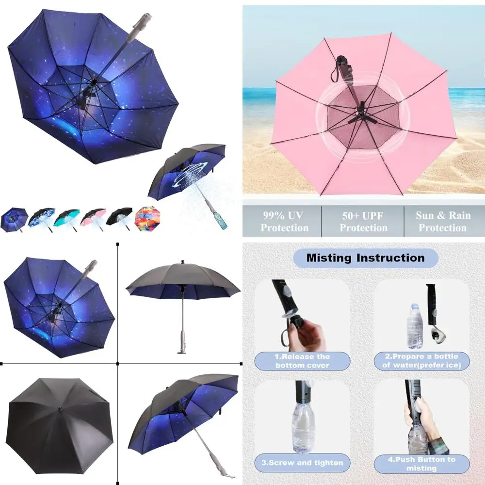 

UV-Blocking Summer Umbrella with Integrated Fan and Mist Spray for Outdoor Activities in 2025