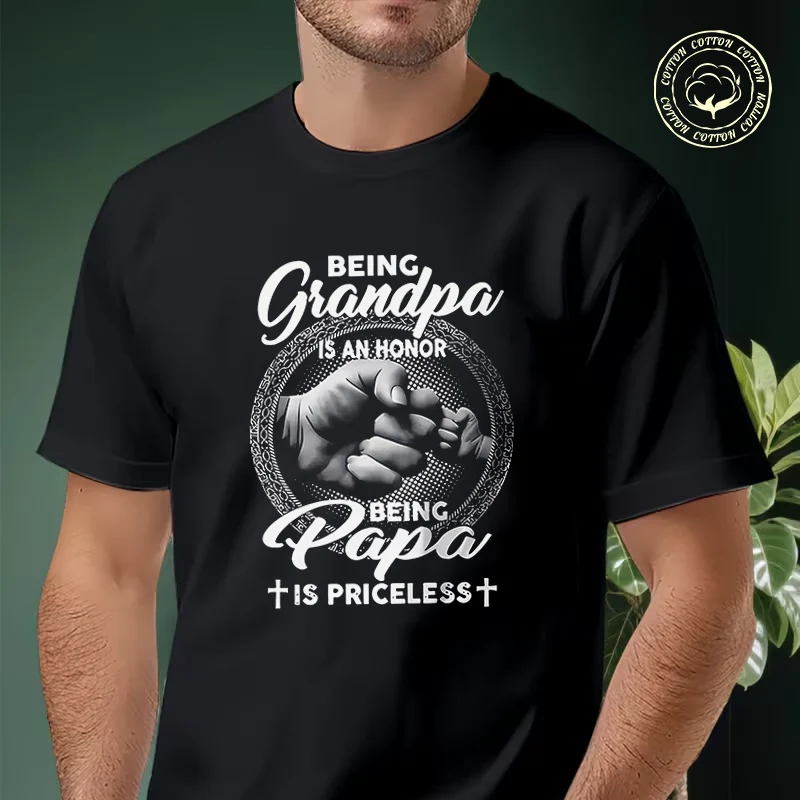 

Being A Grandpa Is An Honor Motorcycle T-shirt Men's Summer Cotton Fashionable Casual Sports Short Sleeved Tshirt Top