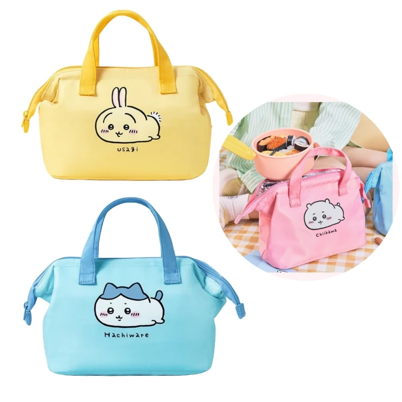 

Anime Chiikawa Series Student Lunch Insulation Bags Cartoon Boy Girl Stylish Printed Large Capacity Portable Handbag Gift