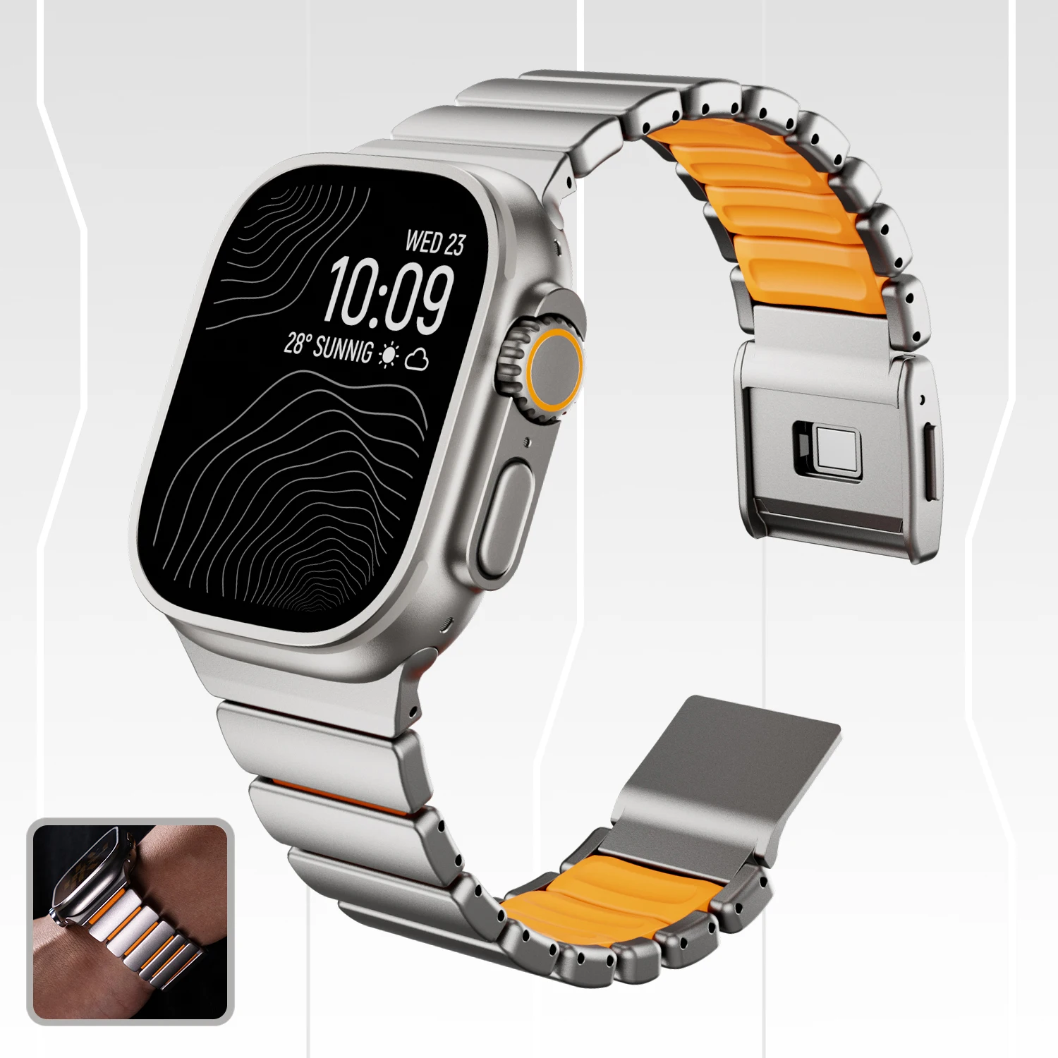 

Магнитный ремешок из нержавеющей стали для Apple Watch S11/S10 46 мм Ultra 49 мм 45 44 42 мм мужской браслет для iwtach S9 S8 S7