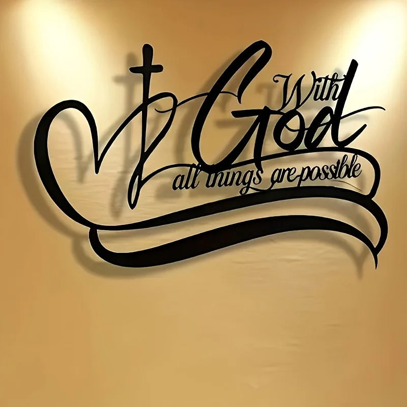 [1An inspirational metal cross] 1Black iron art inspirational metal wall cross decoration 1pc
