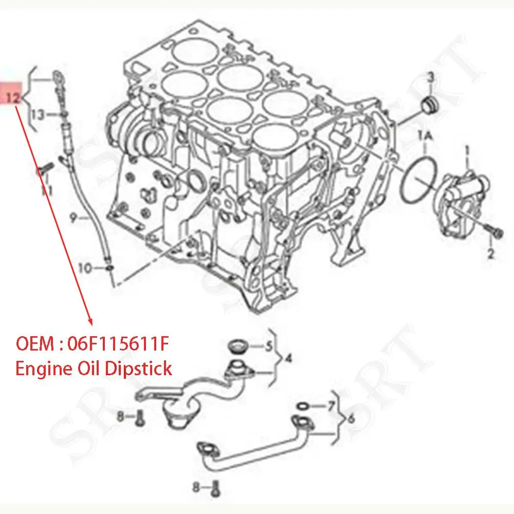 Acessórios para carro 06F 115611 Se encaixa para audi tt mk2 tts coupe roadster 2.0t 2007-2014 indicador de vareta de óleo do motor medidor de nível de óleo