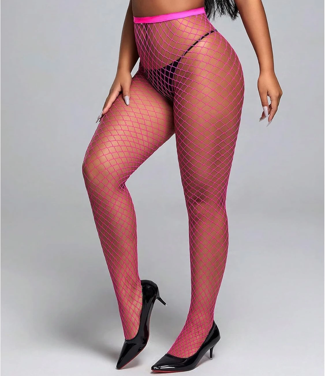Hot Pink Women High Waisted Tights Sexy Lingerie Fishnet Long Socks Women\'s Thigh High Stockings Cool Girl Party Wear sex medias
