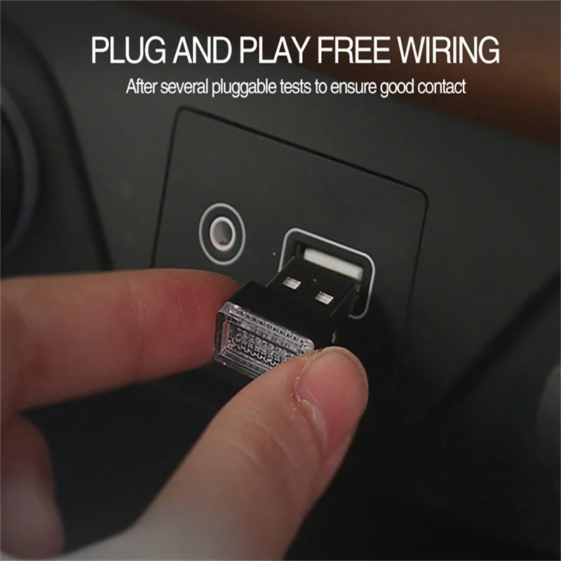 1Pc Mini USB LED Car Atmosphere Lights Car Decorative Lamp Emergency Lighting Universal PC Portable Plug and Play Car Light