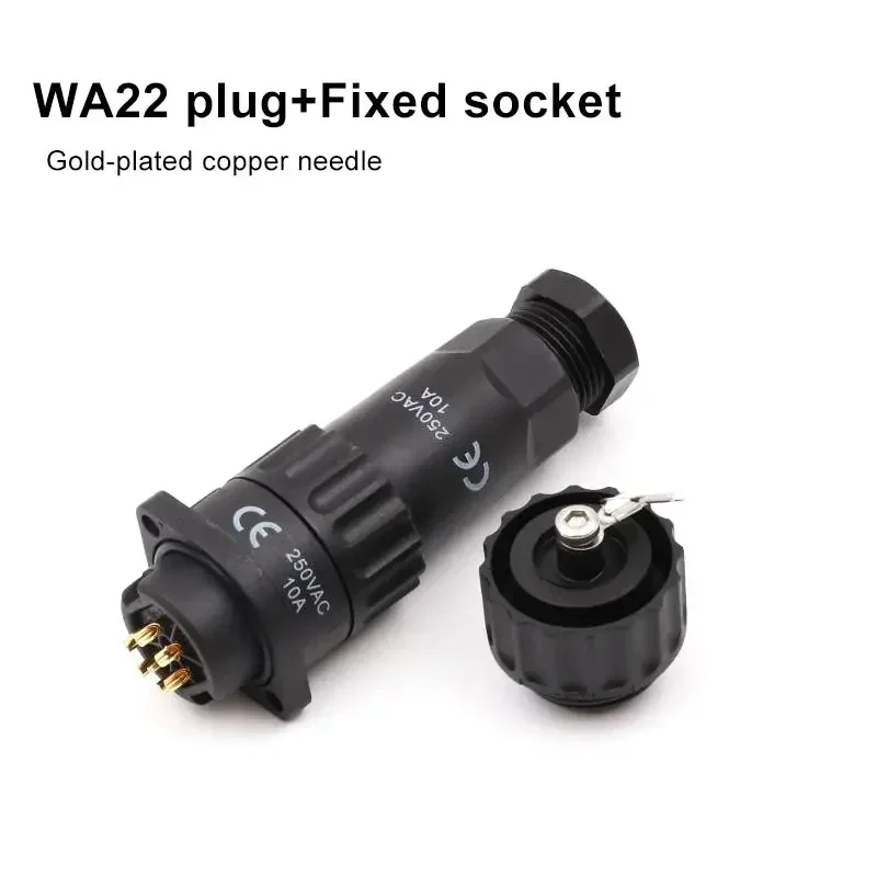 WA22 4Pin Screwing Wire Plug Socket Waterproof IP67 7Pin Male Female Soldering Cable Connector Industrial Grade Aviation Plugs