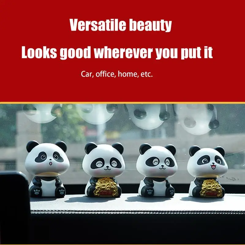 Car Ornament Car Decoration Cute Solar-powered Shaking Head Panda Car Accessories For Home Room Car Decor