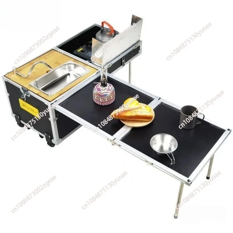 Outdoor mobile kitchen full-function accompanying small kitchen box camping picnic stove folding table self-driving car