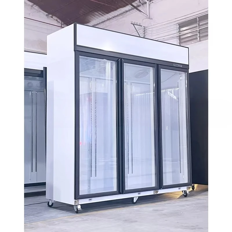 

Refrigerator/freezer vertical three-door refrigerator with clear glass door