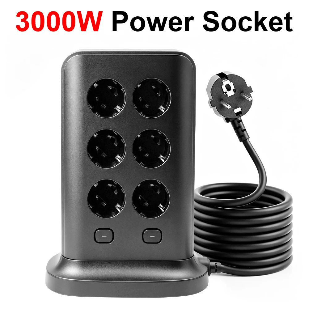 Universal 3000W Quick Charge Power Socket Switch PD AC QC3.0 USB Fast Charger Adapter EU plug 2/3M Extension Cable
