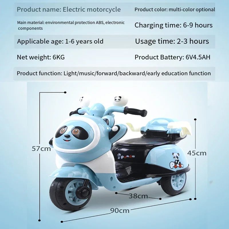 Kinder Elektrische Motorfiets Baby Speelgoed Auto Driewieler Panda Motorfiets Batterij Auto Jongens Meisjes Oplaadbare Muziek Voor Het Vroege Onderwijs