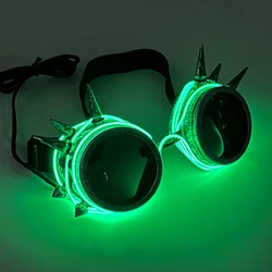 Retro Luminous cyberpunk glasses cool glowing Steampunk glasses Spike Willow Nail Glasses halloween cosplay Supplies