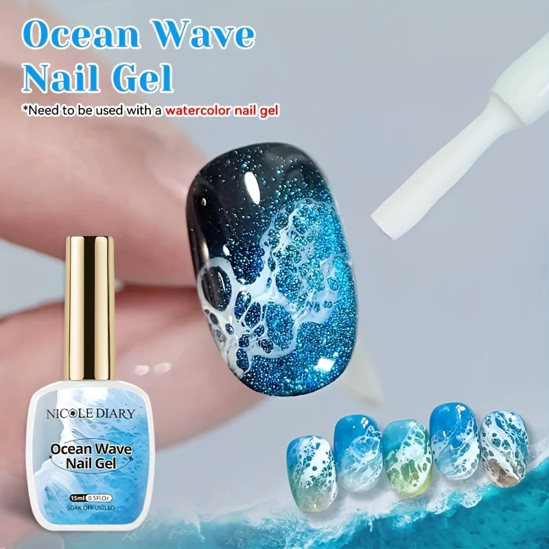 NICOLE DAIRY 15ml Gel Branco Efeito Bolha Oceano para Unhas, Esmalte em Gel de Verão, Verniz UV LED Soak Off para Nail Art e Manicure