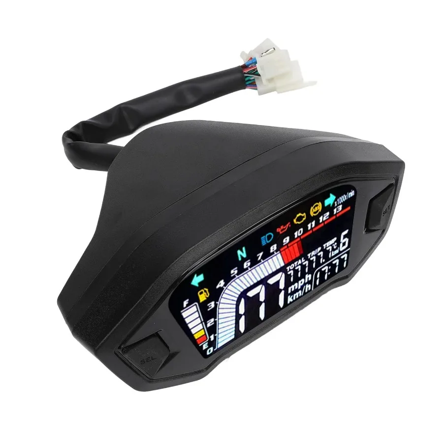 

8-12V 1 2 4 Cylinders Motorcycle Digital Speedometer Odometer Tachometer Gauge (Without Sensors)