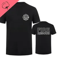 Fire Rescue Firefighter T Shirt Men Fireman T-shirts Men  Tees Tops Harajuku Streetwear