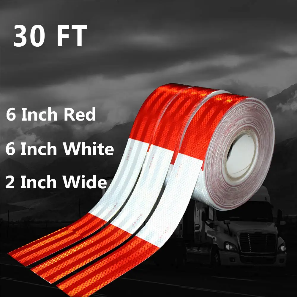 2Rollsx9M Reflective Safety Tape Waterproof Adhesive Conspicuity Tape for Trailer, Outdoor, Cars, Trucks