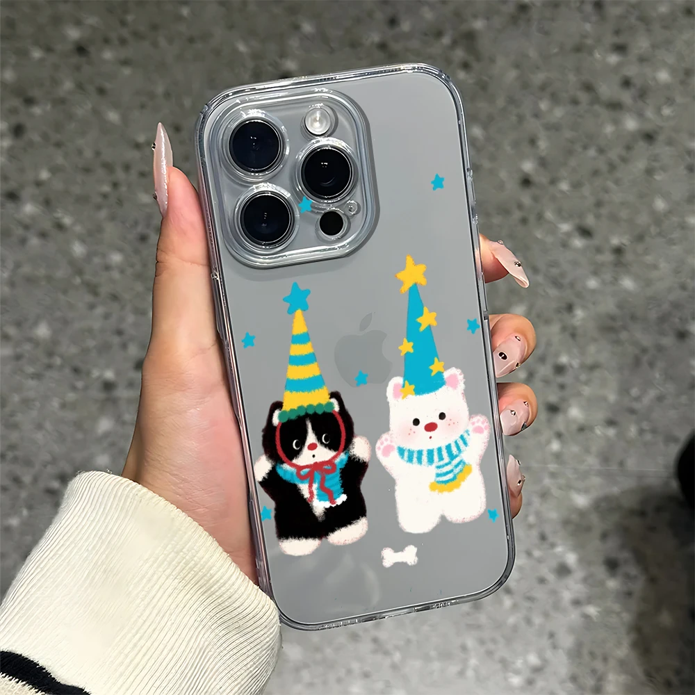 

Star Hat Cute Pet Print Silicone Phone Case for IPhone 17 16 15 14 13 12 11 Pro Xs Max Air Mini 7 8 6 6s Plus SE 2020 2022 Cover