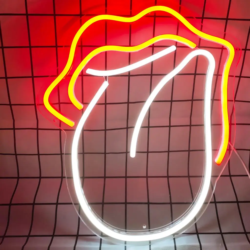 Custom Flex Neon Sign Mouth Visual Handcrafted Love Neon For Shop Logo Club Nightclub Neon Lights Game Room Wall Decoration