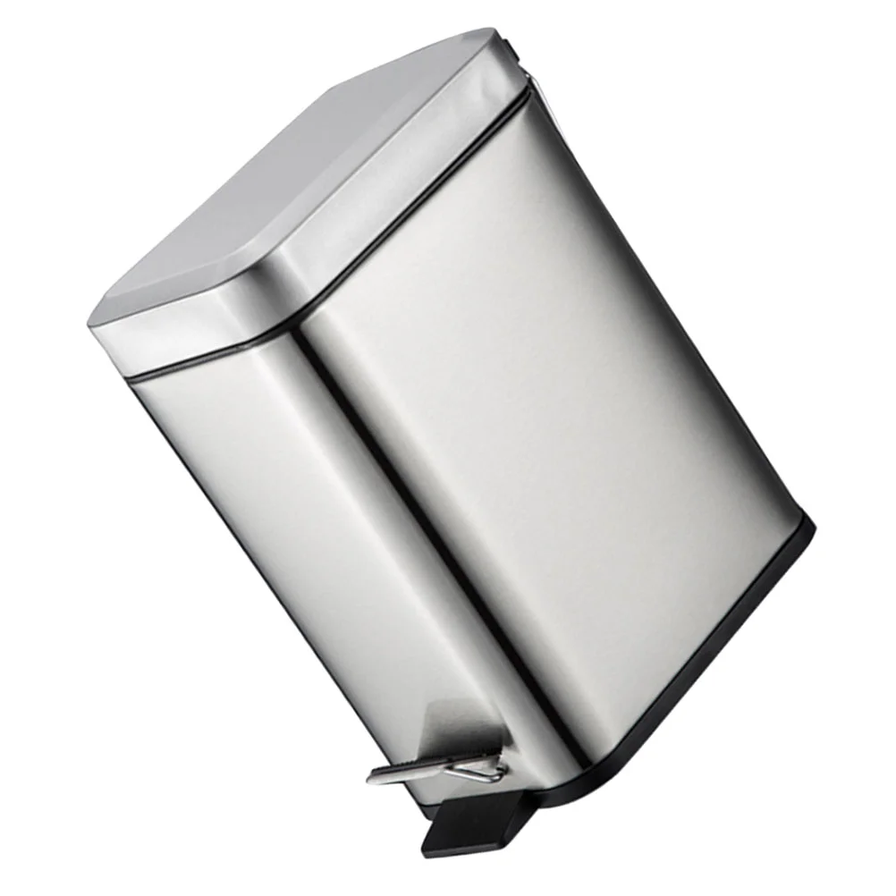 

Stainless Steel Trash Can Stylish Waste Container Kitchen Pedal Design Slender Modern Family Dust Bin -saving