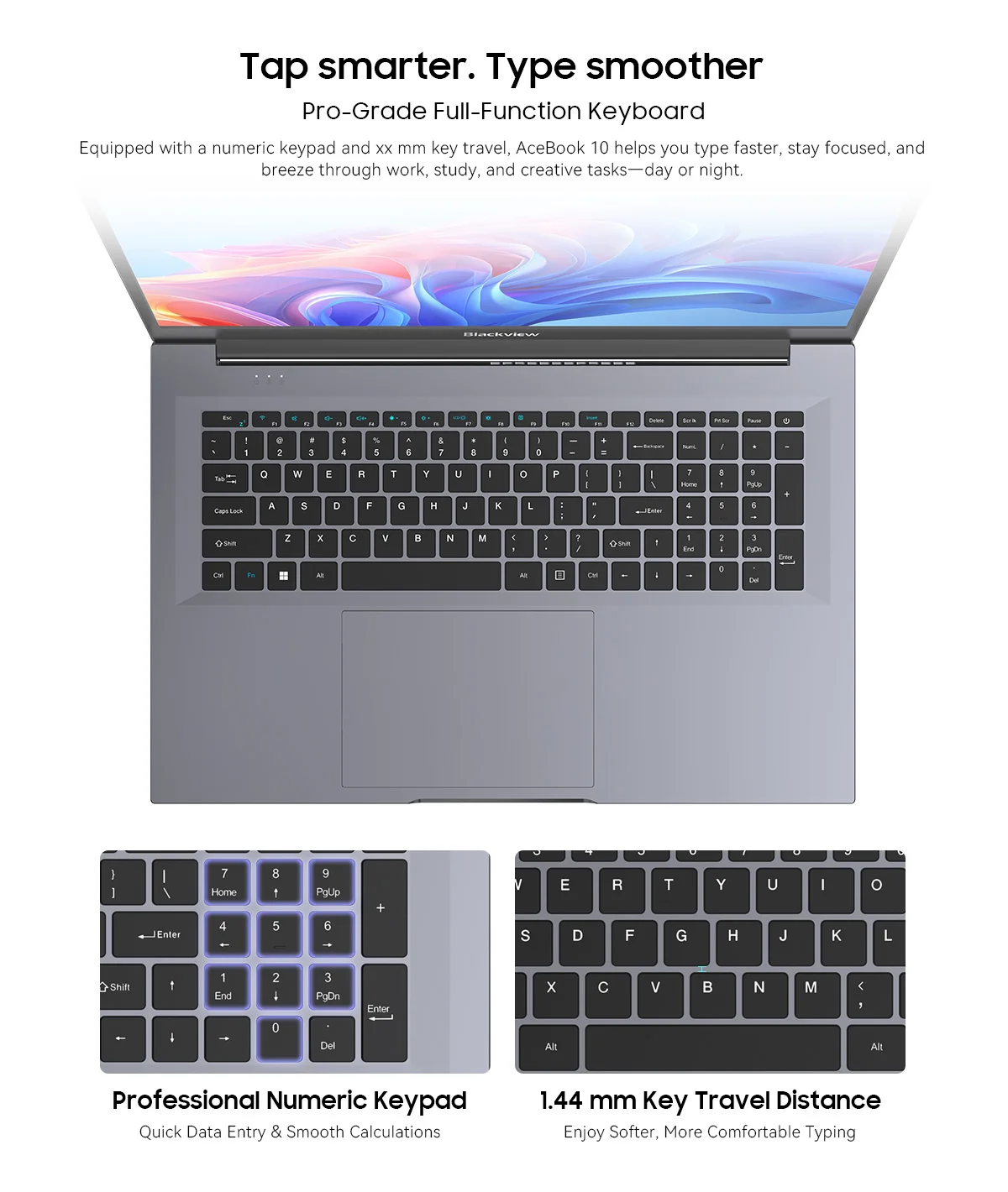 Blackview ACEBOOK 10 Laptop Computer 18.5" FHD 8000mAh Intel N150 Windows 11 16GB RAM 512GB BT5.2 WiFi 6 Desktop Notebook