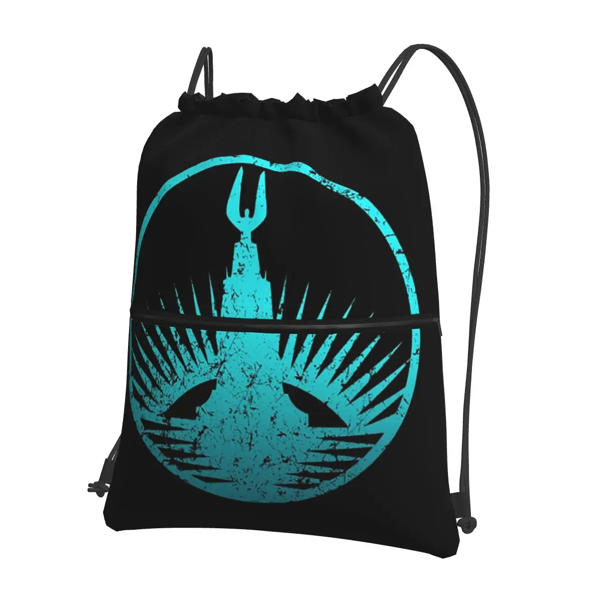 

Bioshock Rapture Teal Faded Backpacks Portable Drawstring Bags Sports Bag Book Bags for Travel Students