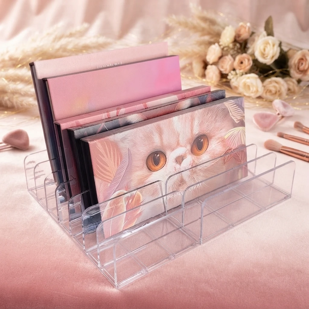 7 Grids Clear Acrylic Eyeshadow Compact Organizer Drawer Organization Transparent Slot Cosmetics Case Divider Makeup Storage Box