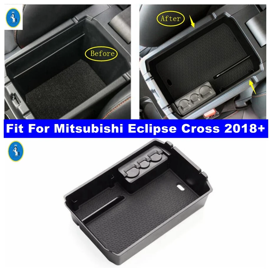

Black Car Armrest Storage Box Center Console Secondary Storage Box Interior Accessories For Mitsubishi Eclipse Cross 2018 - 2022