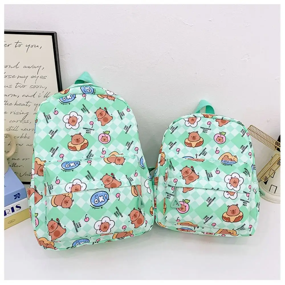 Cartoon Nylon Capybara Backpack S/L Size Large Capacity Shoulders Bag Alleviate Burden Lightweight Rucksack Children