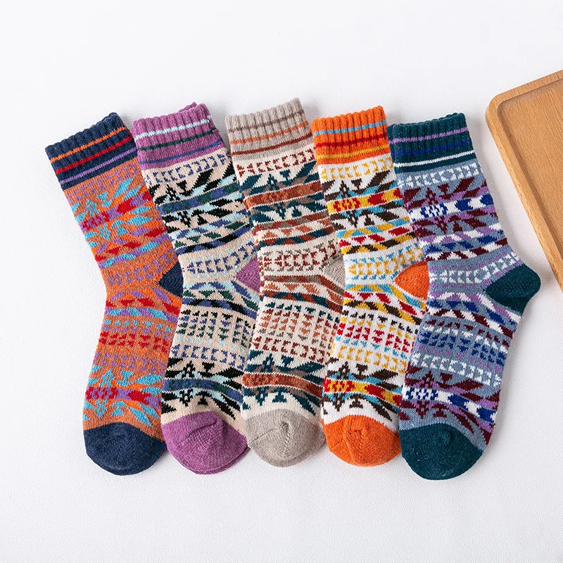 

Thickened Winter New Women's Rabbit Wool Socks Ethnic Style Thickened Winter Women's Woolen Socks Cozy Warm Home Fashion