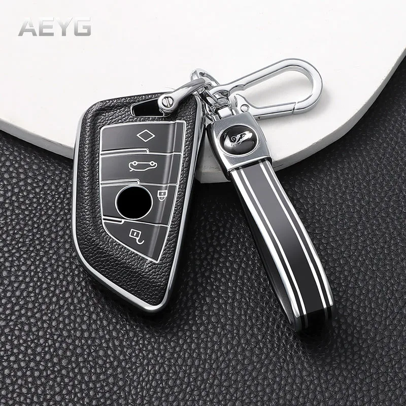 

Leather Style Car Key Case Cover Shell For BMW E46 G20 G30 G11 F15 F16 G01 G02 F48 X1 X3 X5 X6 X7 1 3 5 6 7 Series Accessories